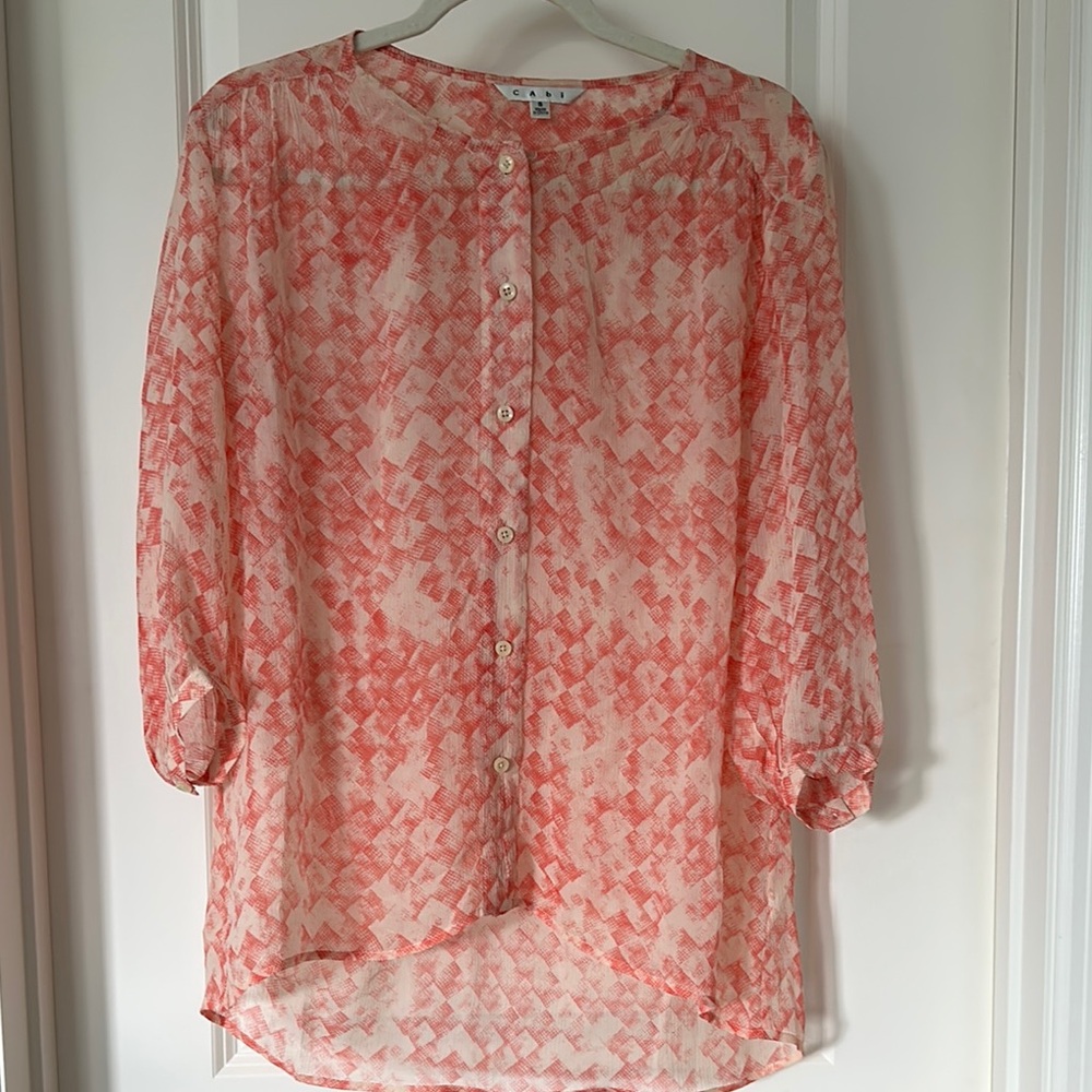 Cabi 3/4 Sleeve Blouse with Mandarin Collar